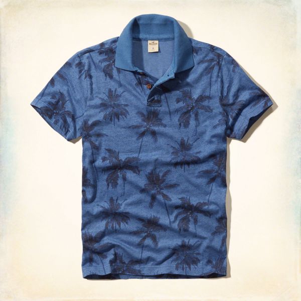 Printed Palm Tree Jersey Polo